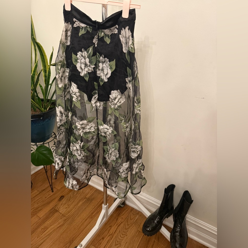 Floral Sheer Black Skirt